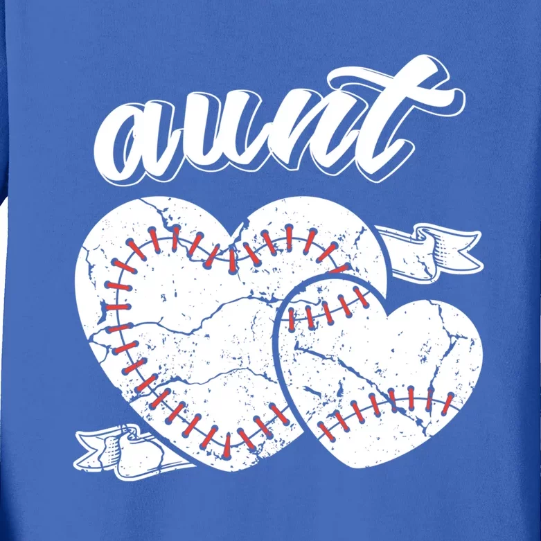 Baseball Aunt Heart Ball Cool Baseball Proud Grandma Great Gift Kids Long Sleeve Shirt