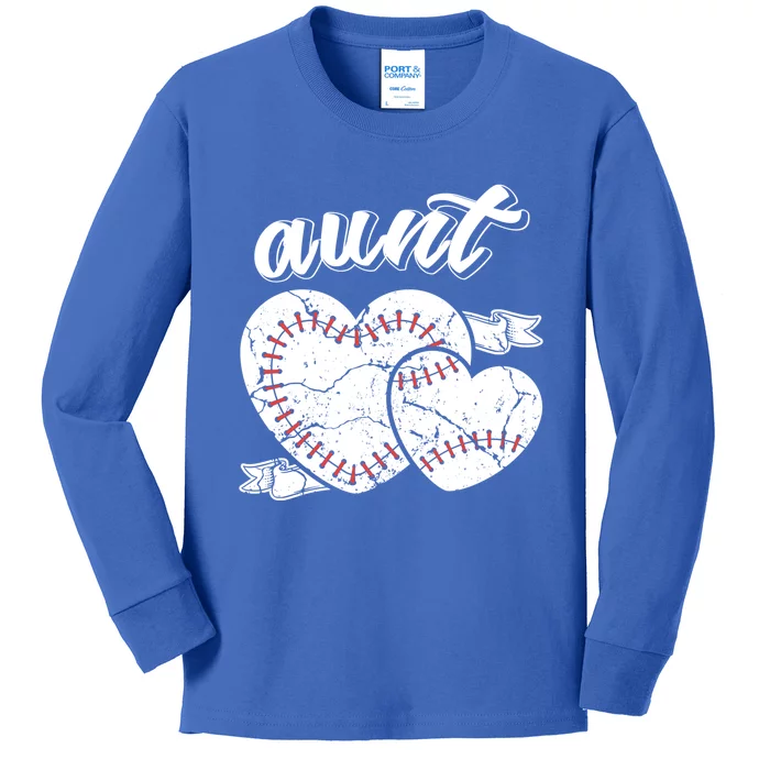 Baseball Aunt Heart Ball Cool Baseball Proud Grandma Great Gift Kids Long Sleeve Shirt