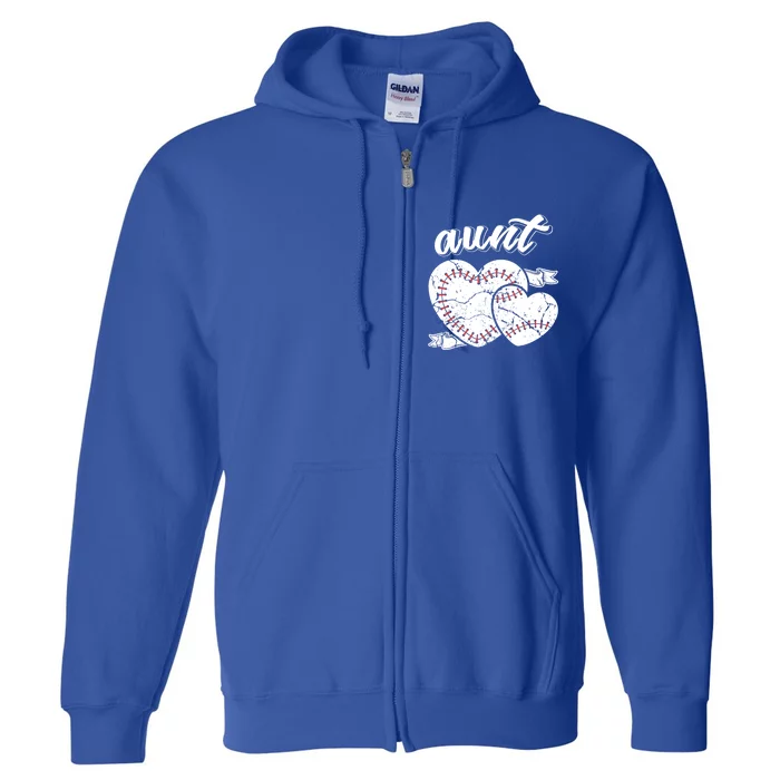 Baseball Aunt Heart Ball Cool Baseball Proud Grandma Great Gift Full Zip Hoodie