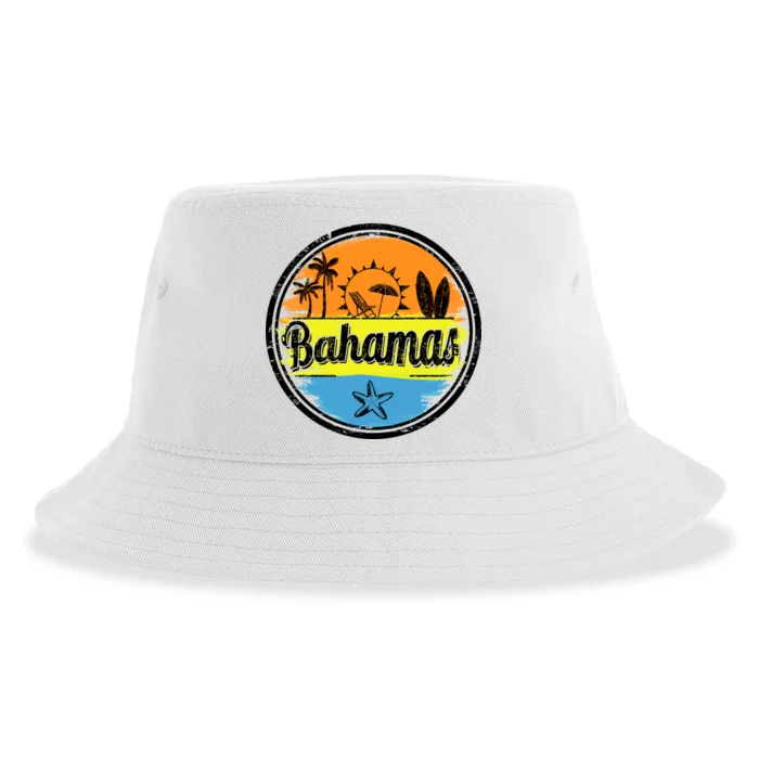 Bahamas Retro Circle Sustainable Bucket Hat