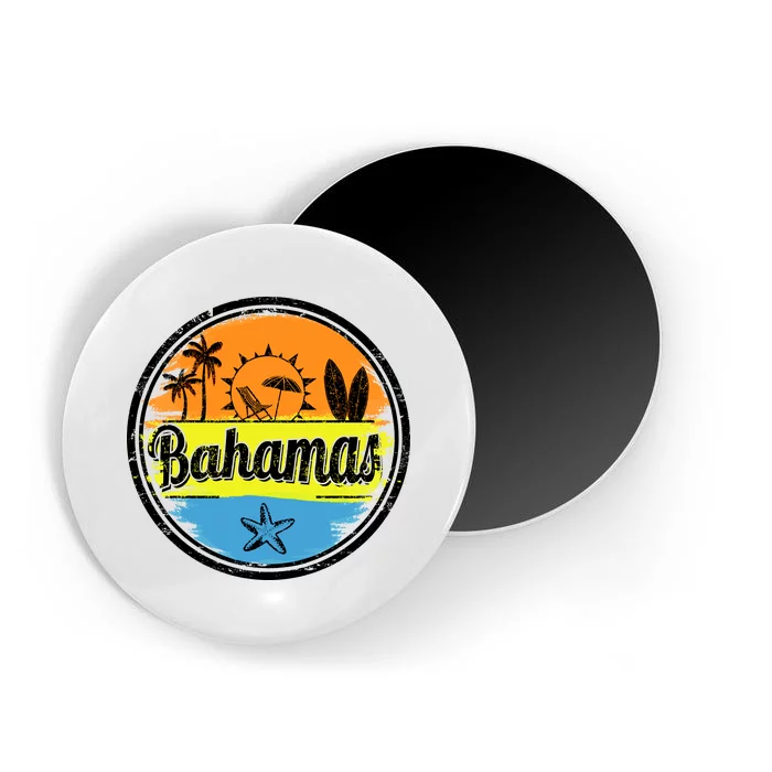 Bahamas Retro Circle Magnet