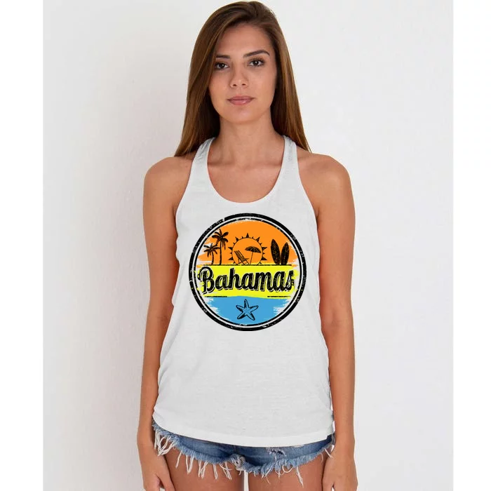 Bahamas Retro Circle Women's Knotted Racerback Tank