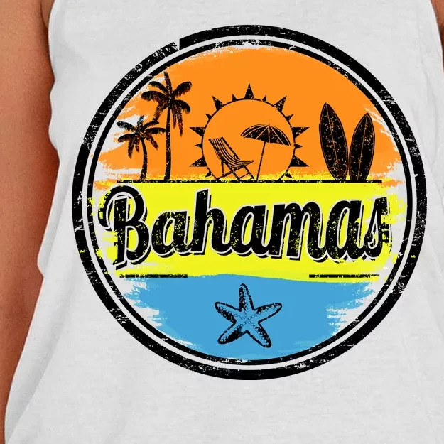 Bahamas Retro Circle Women's Knotted Racerback Tank