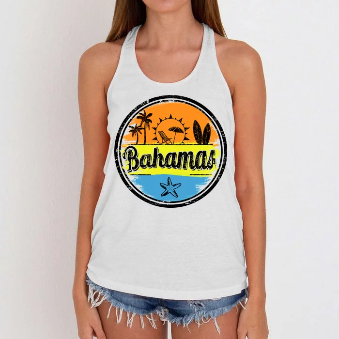 Bahamas Retro Circle Women's Knotted Racerback Tank