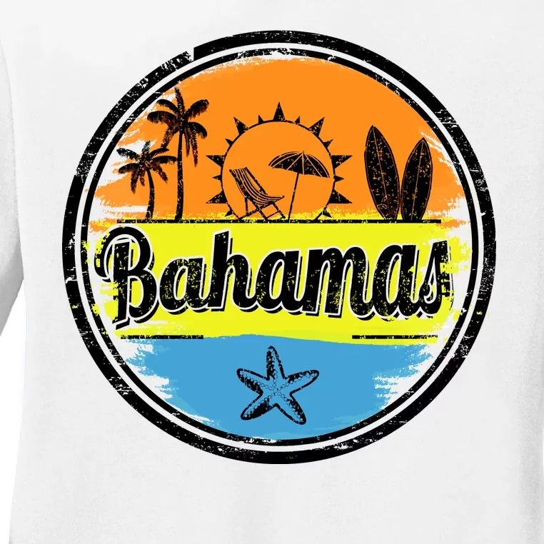 Bahamas Retro Circle Ladies Long Sleeve Shirt