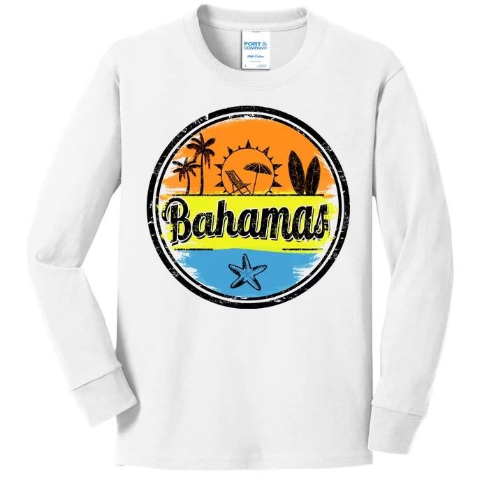 Bahamas Retro Circle Kids Long Sleeve Shirt