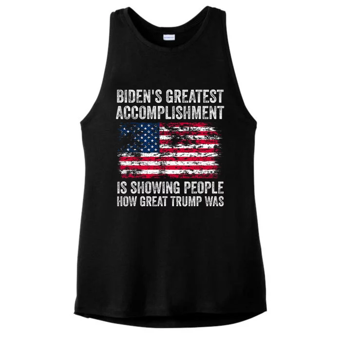 BidenS Accomplishment Is Showing People How Great Trump Was Ladies Tri-Blend Wicking Tank