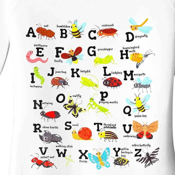 Bug Alphabet Insect Alphabet Back to School Alphabet Women's Perfect Tri Tunic Long Sleeve Shirt