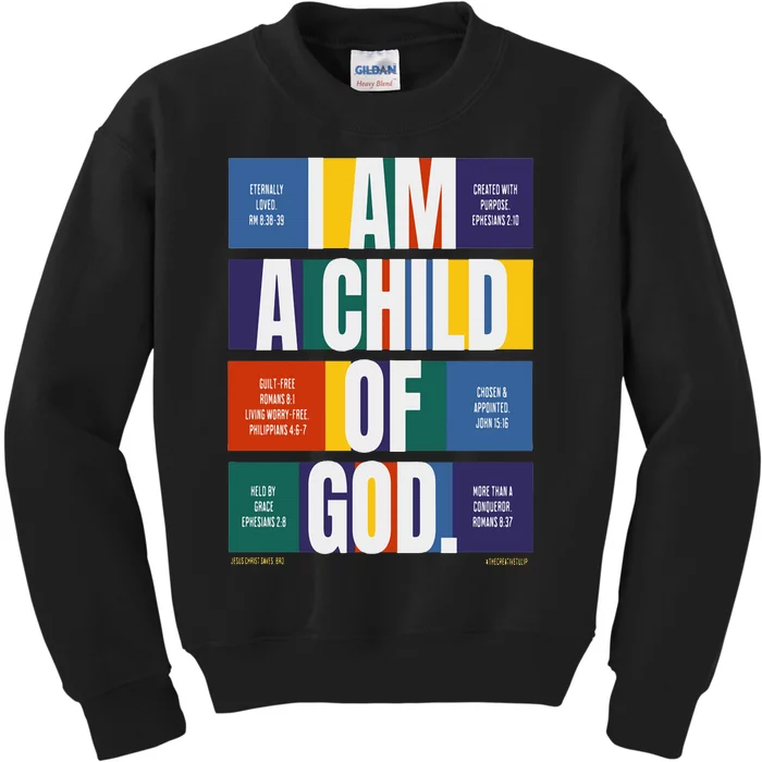 Bible Affirmations I'm a child of God Christian Faith Kids Sweatshirt