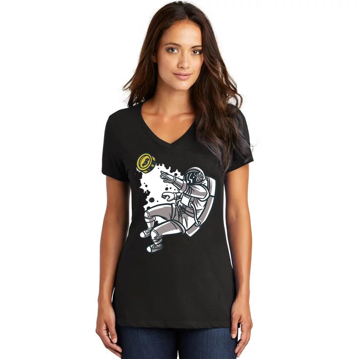 Bitcoin Astronaut In Space Women's V-Neck T-Shirt