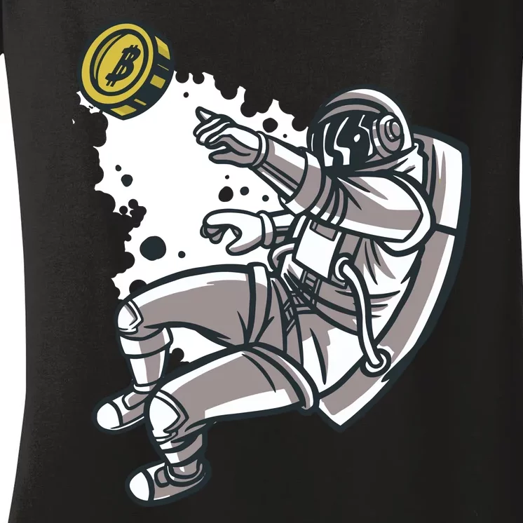 Bitcoin Astronaut In Space Women's V-Neck T-Shirt