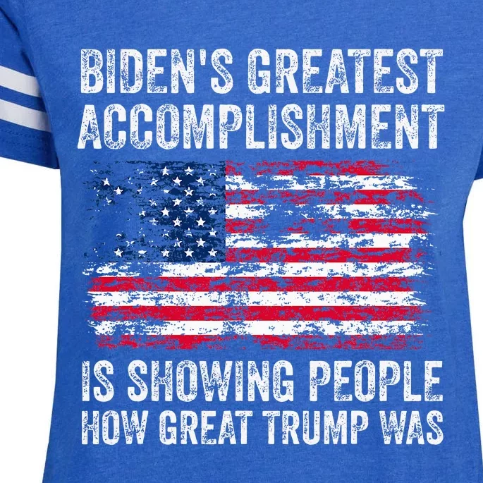 BidenS Accomplishment Is Showing People How Great Trump Was Enza Ladies Jersey Football T-Shirt