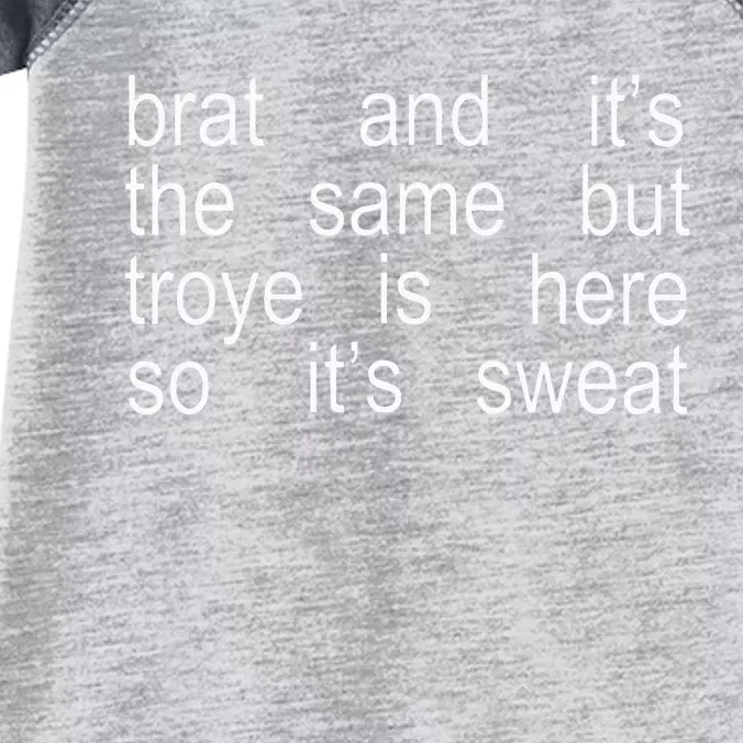 Brat And ItS The Same But Troye Is Here So ItS Sweat Infant Baby Jersey Bodysuit