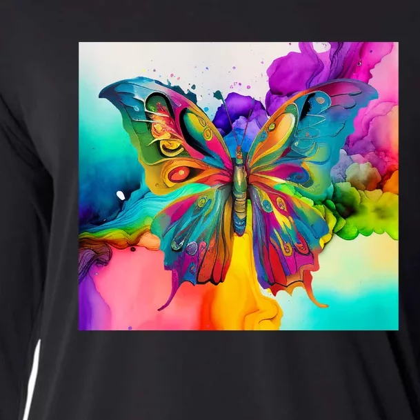 Butterfly Alcohol Ink Tumbler Cooling Performance Long Sleeve Crew