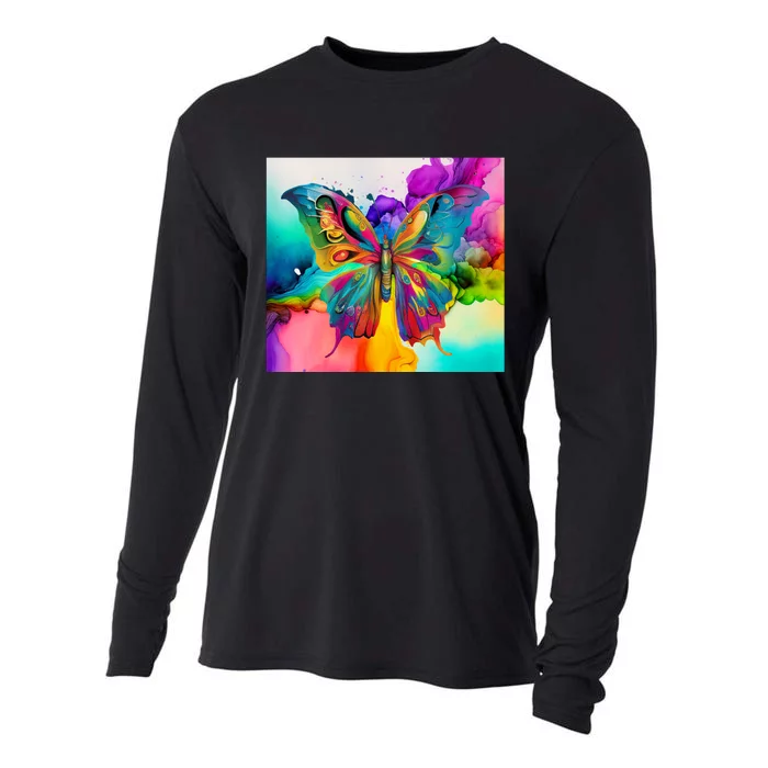 Butterfly Alcohol Ink Tumbler Cooling Performance Long Sleeve Crew