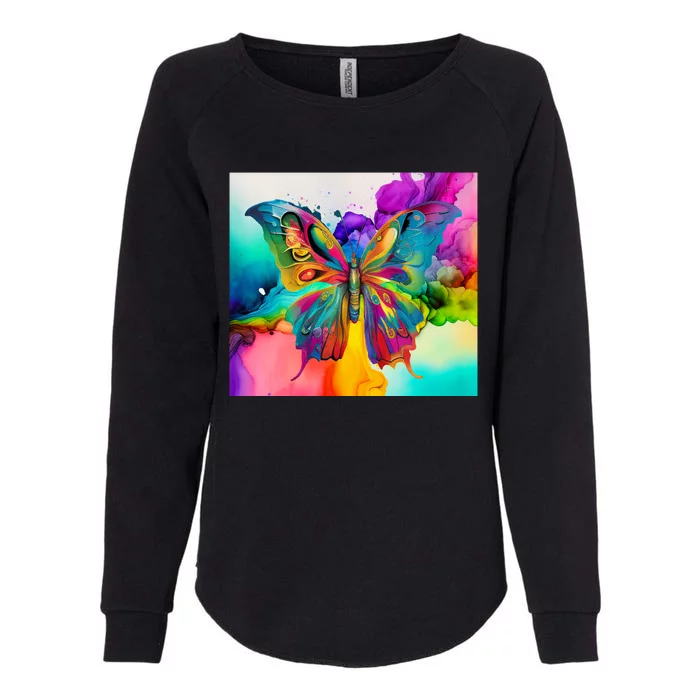 Butterfly Alcohol Ink Tumbler Womens California Wash Sweatshirt