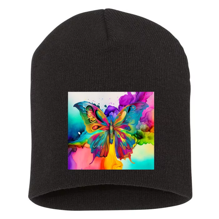 Butterfly Alcohol Ink Tumbler Short Acrylic Beanie