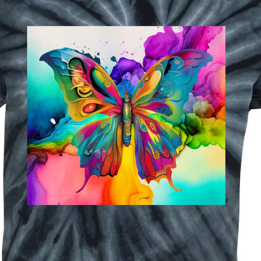 Butterfly Alcohol Ink Tumbler Kids Tie-Dye T-Shirt