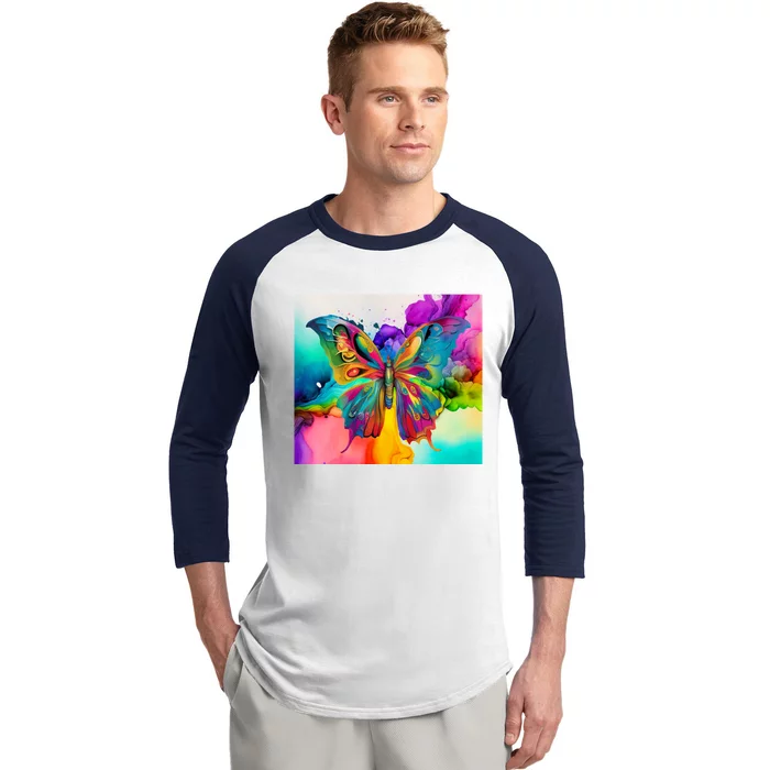 Butterfly Alcohol Ink Tumbler Baseball Sleeve Shirt