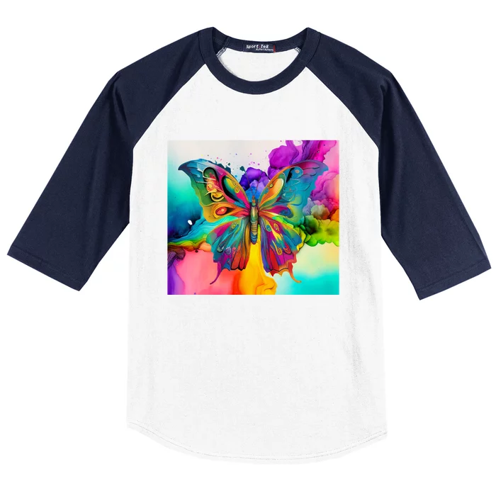 Butterfly Alcohol Ink Tumbler Baseball Sleeve Shirt