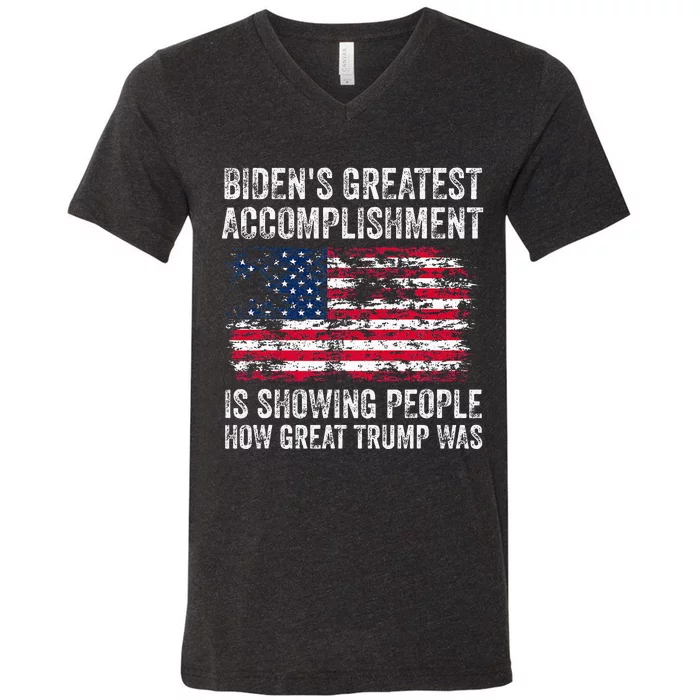 BidenS Accomplishment Is Showing People How Great Trump Was V-Neck T-Shirt