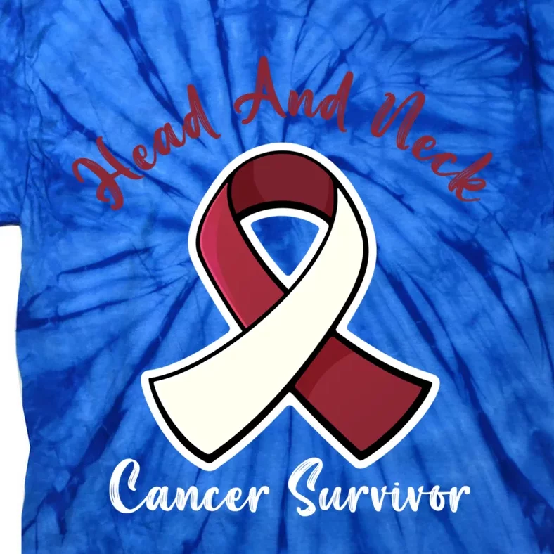 Burgundy And Ivory Ribbon Head And Neck Cancer Survivor Gift Tie-Dye T-Shirt