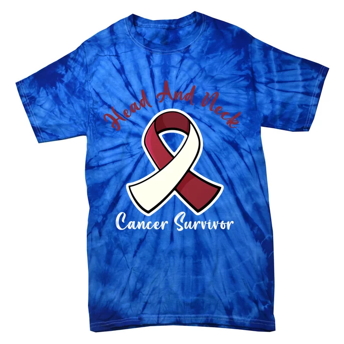 Burgundy And Ivory Ribbon Head And Neck Cancer Survivor Gift Tie-Dye T-Shirt