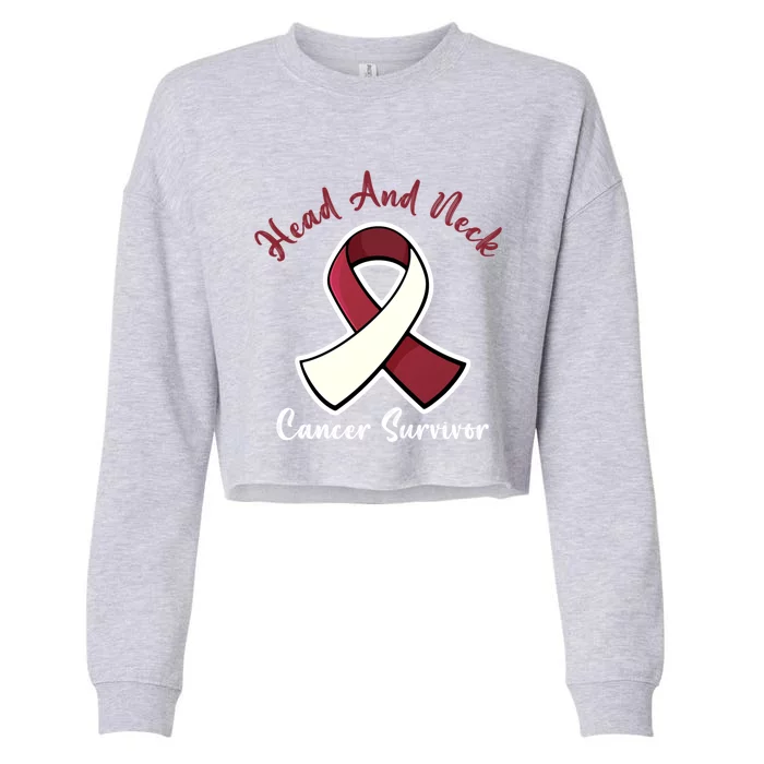 Burgundy And Ivory Ribbon Head And Neck Cancer Survivor Gift Cropped Pullover Crew