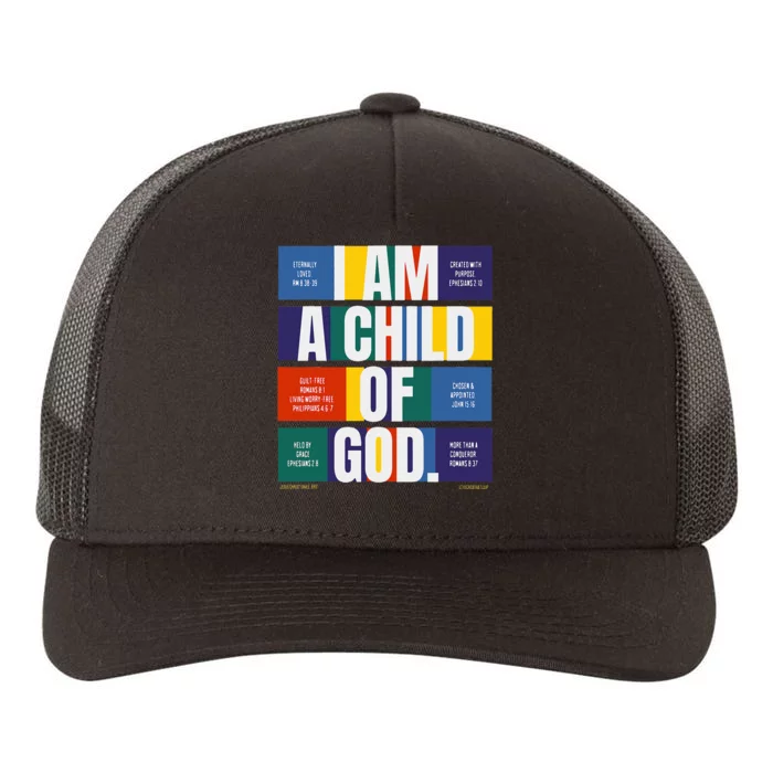 Bible Affirmations I'm a child of God Christian Faith Yupoong Adult 5-Panel Trucker Hat