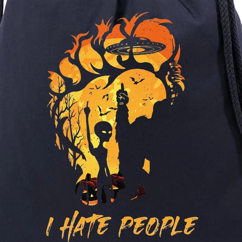 Bigfoot Alien I Hate People Funny Halloween Costume Gifts Drawstring Bag