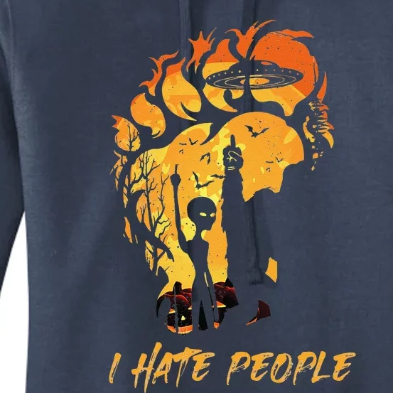 Bigfoot Alien I Hate People Funny Halloween Costume Gifts Women's Pullover Hoodie