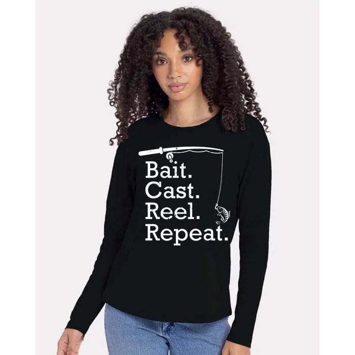 Bait Cast Reek Repeat Womens Cotton Relaxed Long Sleeve T-Shirt