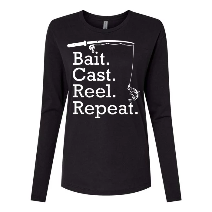 Bait Cast Reek Repeat Womens Cotton Relaxed Long Sleeve T-Shirt