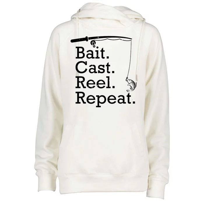 Bait Cast Reek Repeat Womens Funnel Neck Pullover Hood