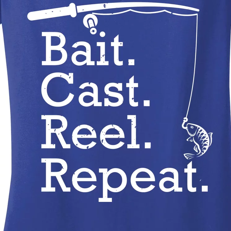 Bait Cast Reek Repeat Women's V-Neck T-Shirt