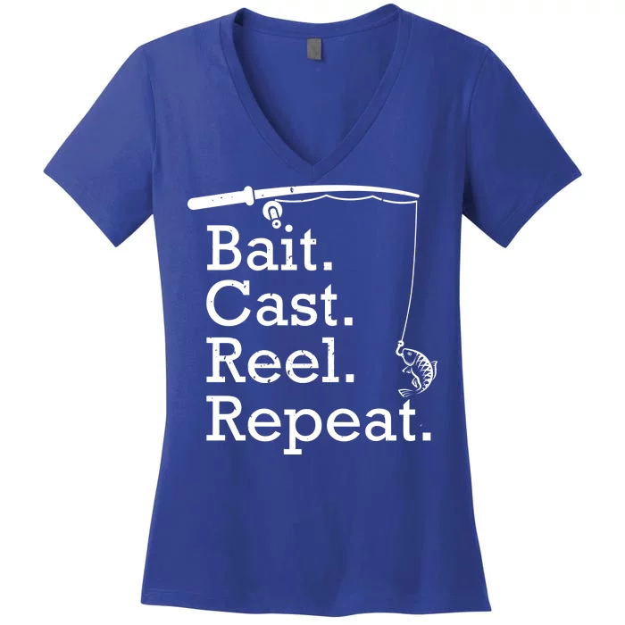 Bait Cast Reek Repeat Women's V-Neck T-Shirt