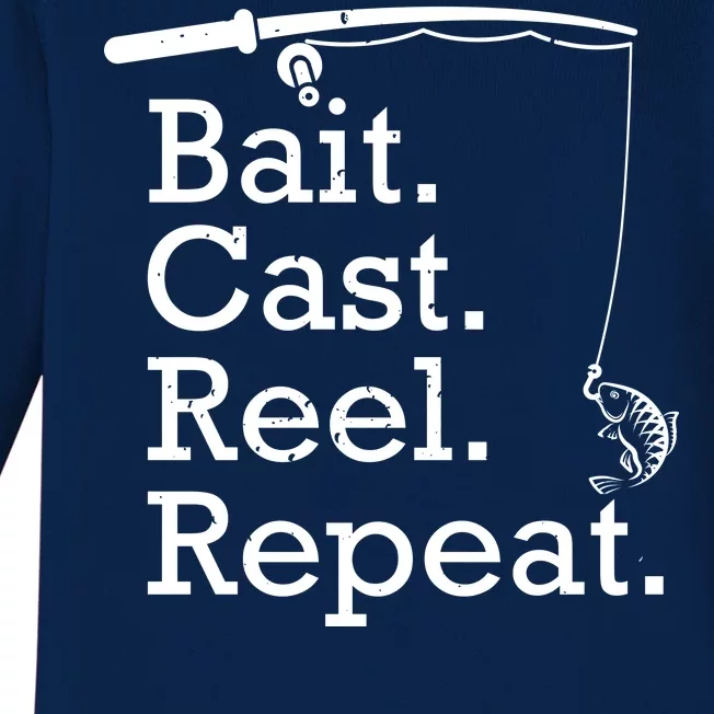 Bait Cast Reek Repeat Baby Long Sleeve Bodysuit