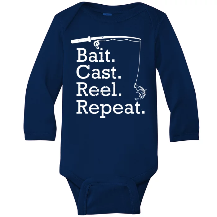 Bait Cast Reek Repeat Baby Long Sleeve Bodysuit