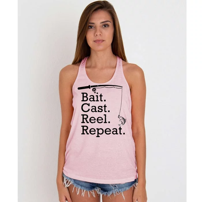 Bait Cast Reek Repeat Women's Knotted Racerback Tank