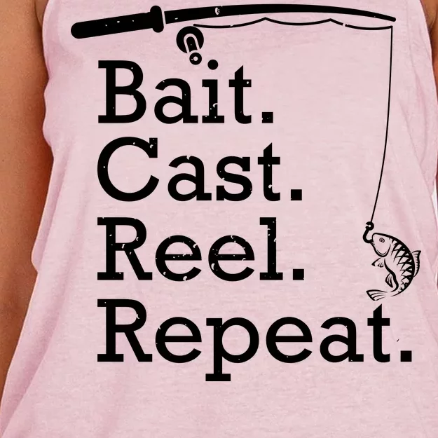 Bait Cast Reek Repeat Women's Knotted Racerback Tank