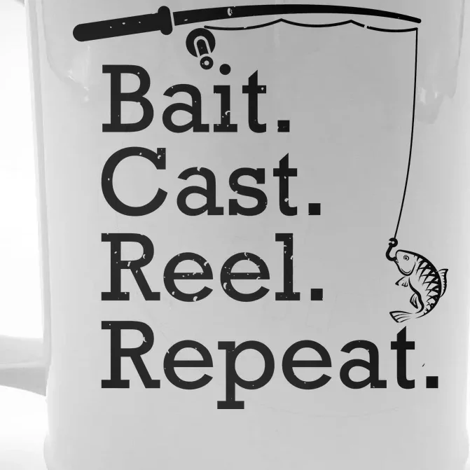 Bait Cast Reek Repeat Front & Back Beer Stein