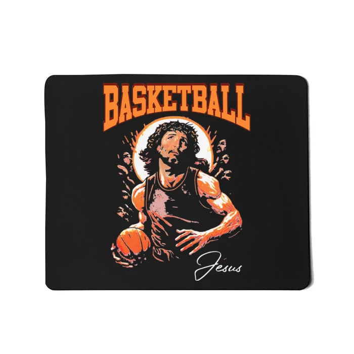 Basketball and Jesus Christian God Love Sport Player Fan Mousepad