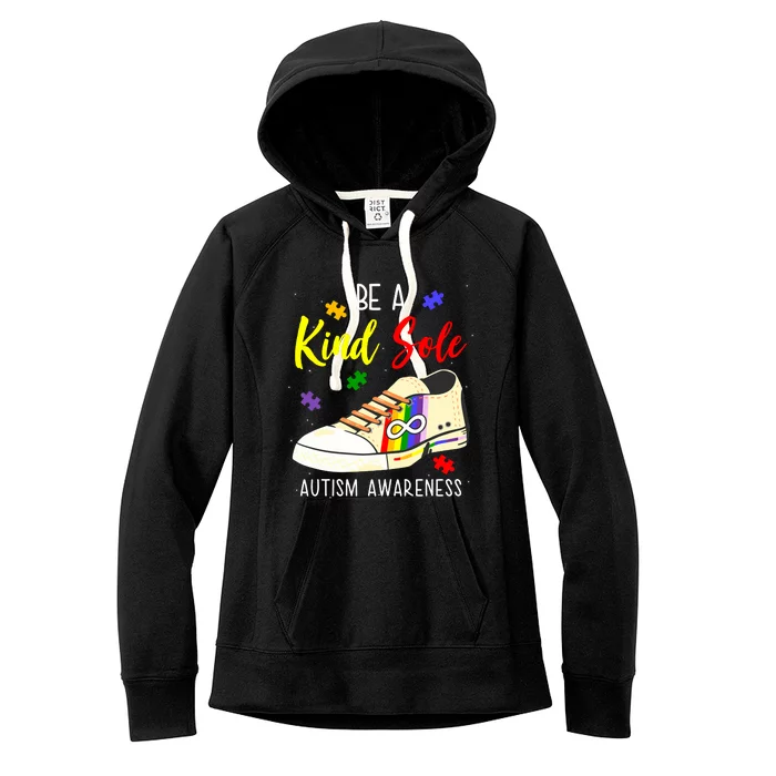 Be A Kind Sole Autism Awareness Puzzle Shoe Women's Fleece Hoodie