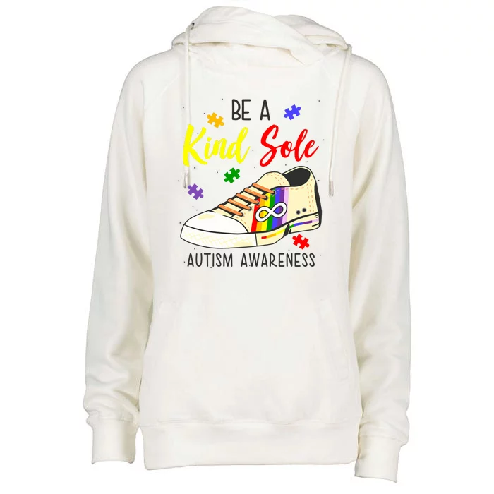 Be A Kind Sole Autism Awareness Puzzle Shoe Womens Funnel Neck Pullover Hood