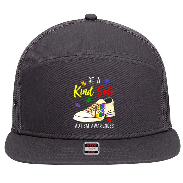 Be A Kind Sole Autism Awareness Puzzle Shoe 7 Panel Mesh Trucker Snapback Hat