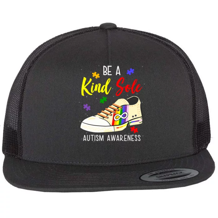 Be A Kind Sole Autism Awareness Puzzle Shoe Flat Bill Trucker Hat