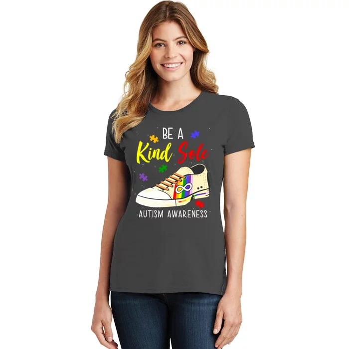 Be A Kind Sole Autism Awareness Puzzle Shoe Women's T-Shirt