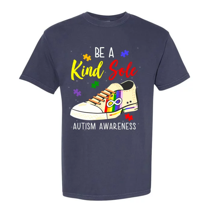 Be A Kind Sole Autism Awareness Puzzle Shoe Garment-Dyed Heavyweight T-Shirt