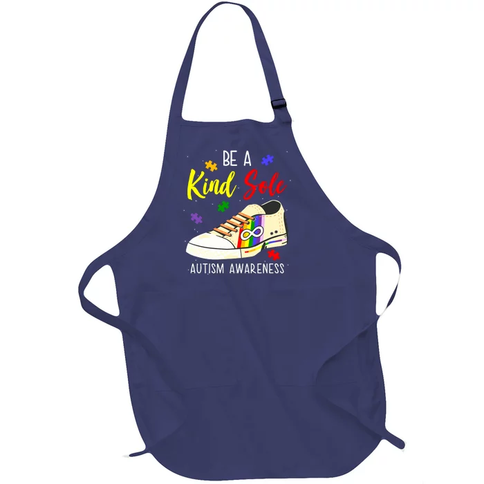 Be A Kind Sole Autism Awareness Puzzle Shoe Full-Length Apron With Pocket