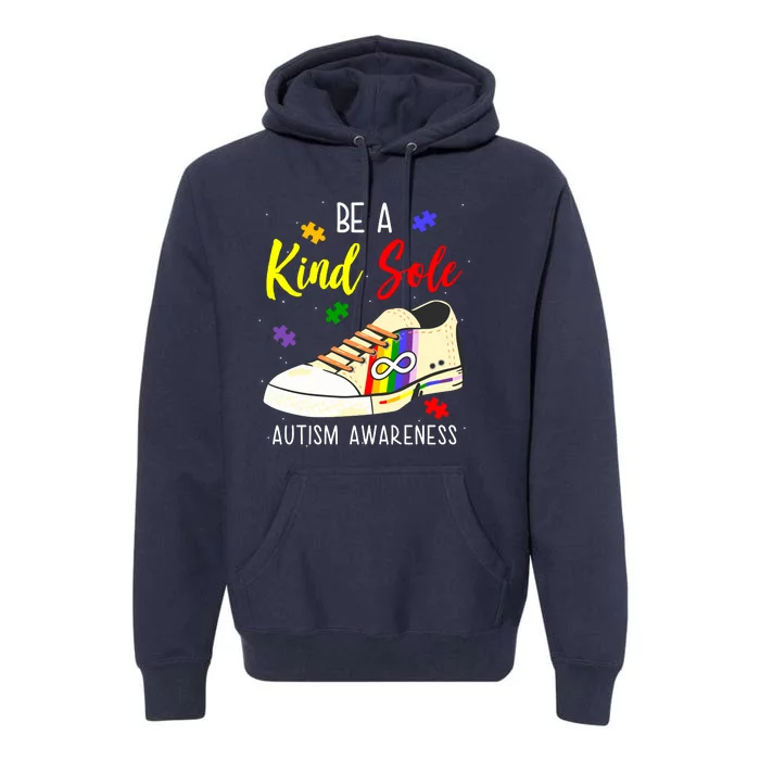 Be A Kind Sole Autism Awareness Puzzle Shoe Premium Hoodie